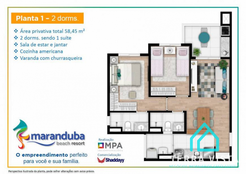 - Lançamento apartamento 2 dormitórios a venda na Praia de Maranduba - Ubatuba SP